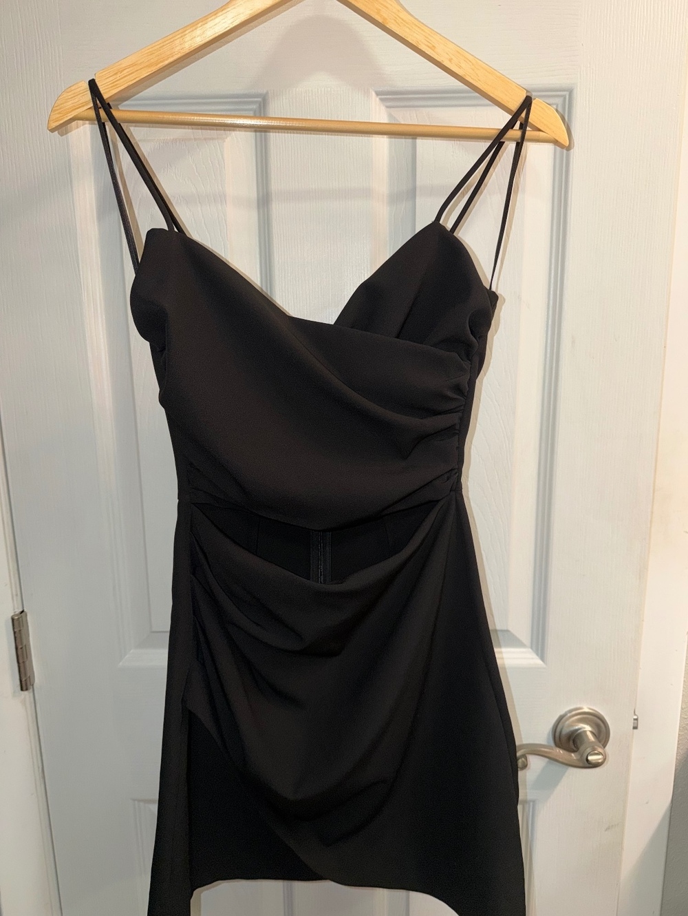 Zara Black Draped Cutout Mini Dress Strappy Size S